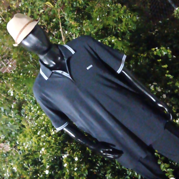 BOSS, HUGO BOSS (PERU) MEN'S LUXURY BLACK POLO W/CONTRASTING COLLAR/SLEEVES - Picture 9 of 16